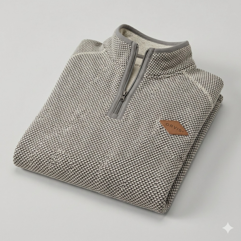 Orvis Classic Collection 1/4 Zip Pullover XXL Beige Sherpa Lined Knit Sweater - Picture 4 of 16